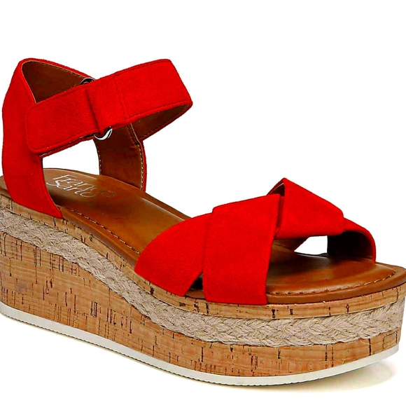 Franco Sarto redish leather Nelly wedges size 8.5 - Picture 1 of 6